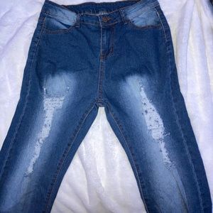 navy blue ripped jeans